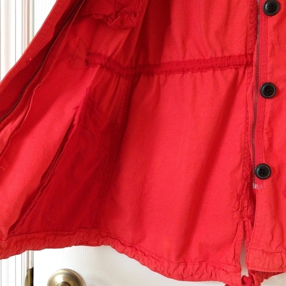 Gap Lightweight Zip & Button Front Hooded Utility Cargo Jacket Hot Coral Pink XS - Picture 7 of 16